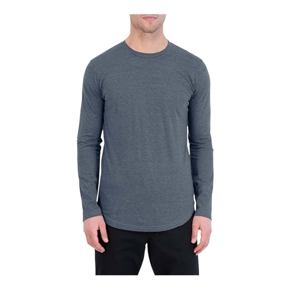 GOODLIFE Overdyed Tri-Blend Long Sleeve Scallop Crew T-Shirt in burnt orange - Picture 1 of 14